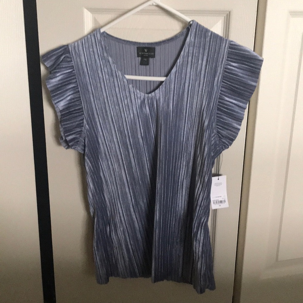 Steel blue/gray velvet top